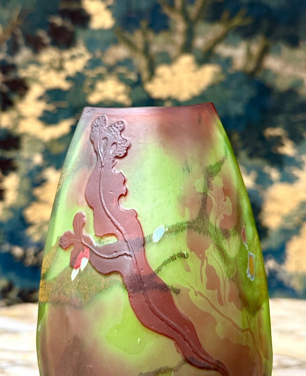 émile Gallé - Rare Vase Algues Et Coquillages, Décor De Fonds Marins Pâte De Verre Art Nouveau-photo-2