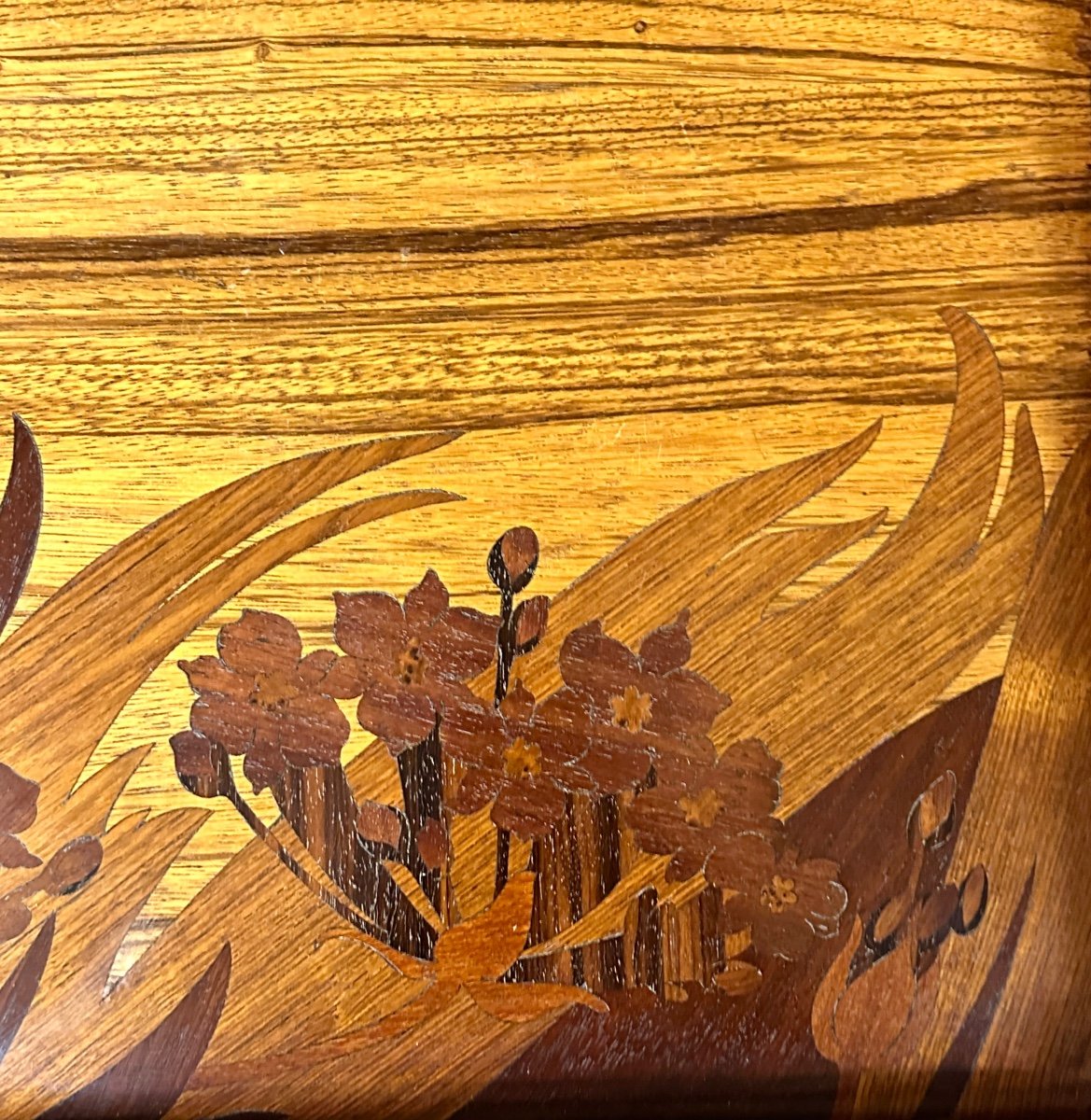 Louis Majorelle - Marquetry Tea Table, Butomés Model, Art Nouveau Period-photo-5