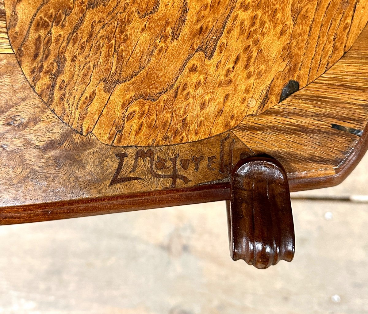 Louis Majorelle - Marquetry Tea Table, Butomés Model, Art Nouveau Period-photo-7