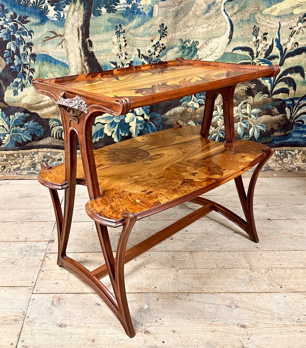 Louis Majorelle - Marquetry Tea Table, Butomés Model, Art Nouveau Period