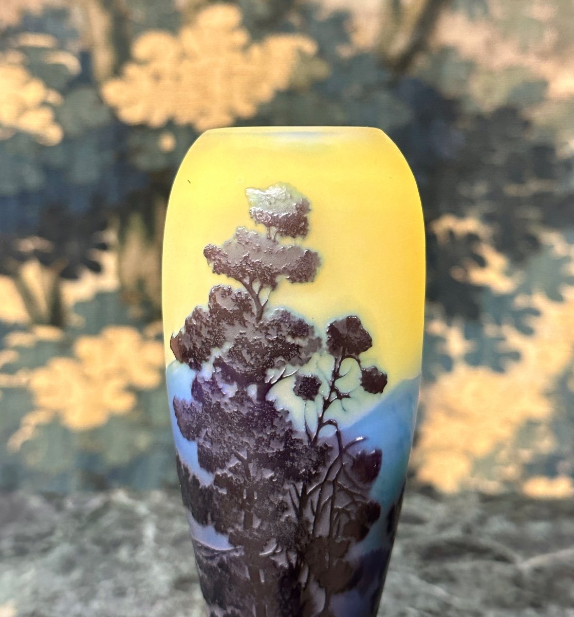 émile Gallé - Petit Vase A Decor De Paysage Vosgien, Pâte De Verre Art Nouveau-photo-4