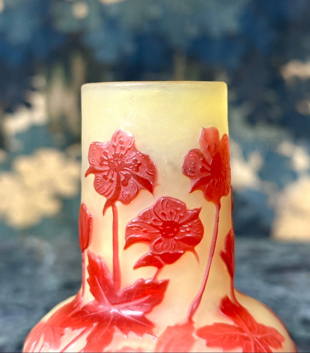 émile Gallé - Petit Vase à Fleurs Rouges, coquelicots, Pâte De Verre Art Nouveau-photo-2