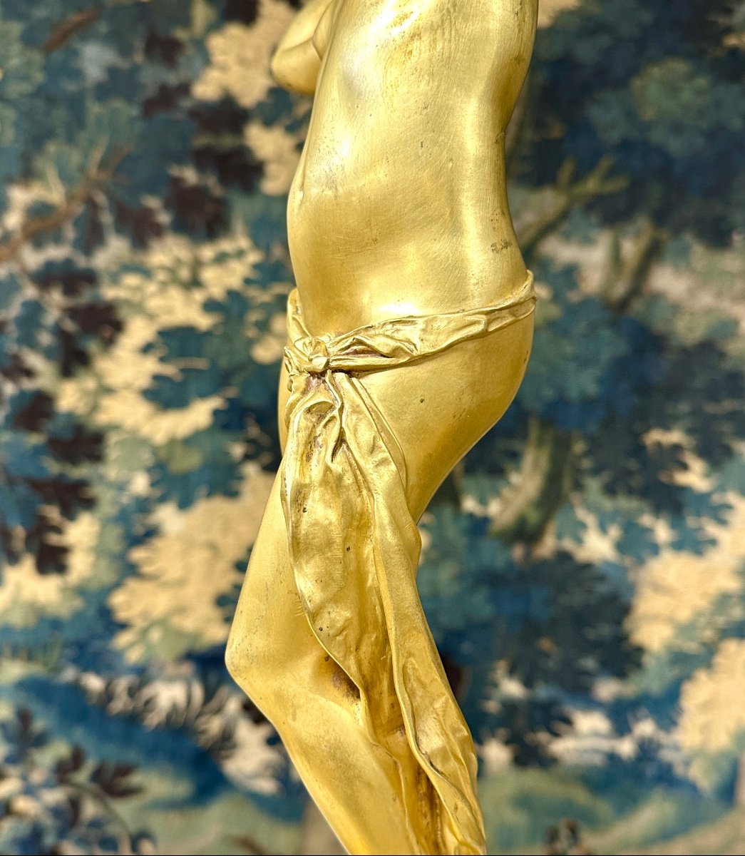 Tony Noël - Oriental Dancer Or "odalisque", Gilded Bronze Sculpture Circa 1900-photo-4