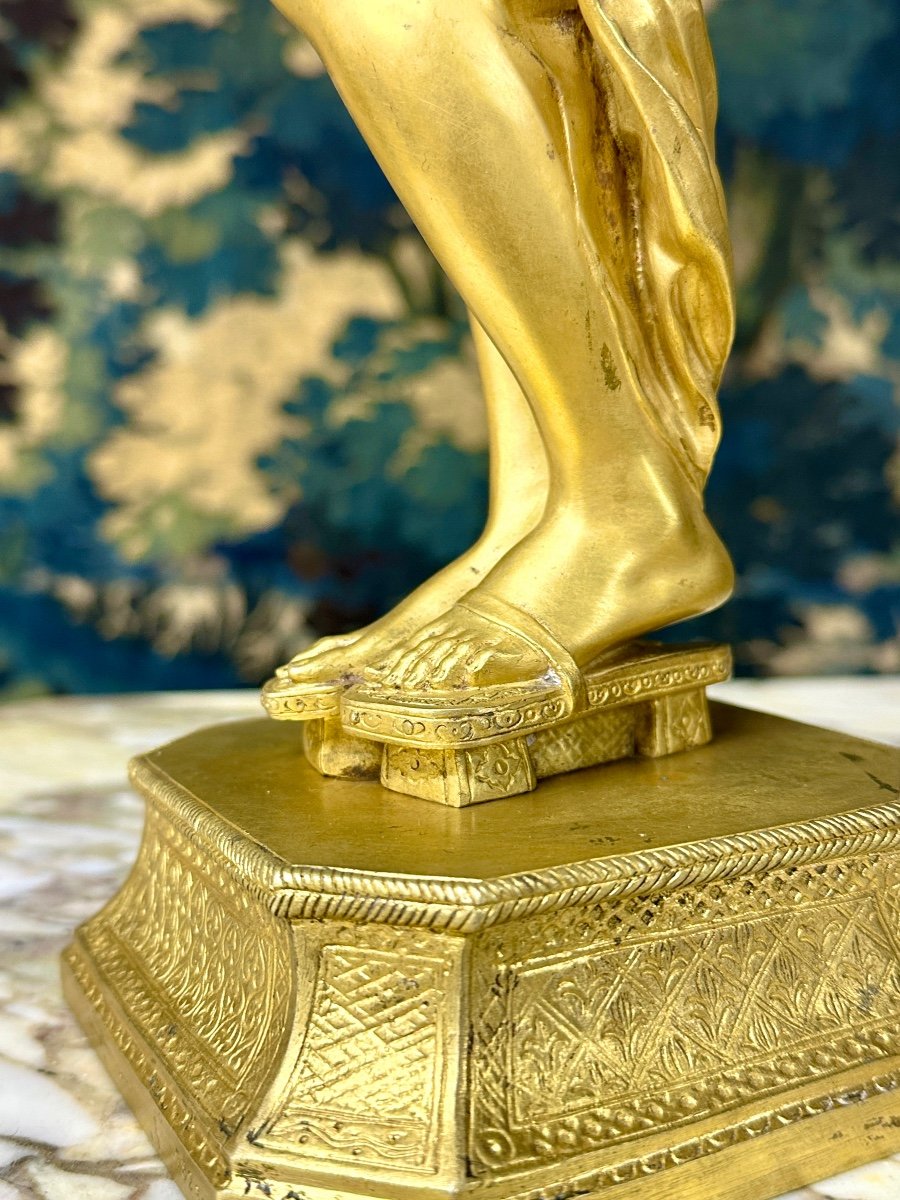 Tony Noël - Oriental Dancer Or "odalisque", Gilded Bronze Sculpture Circa 1900-photo-5