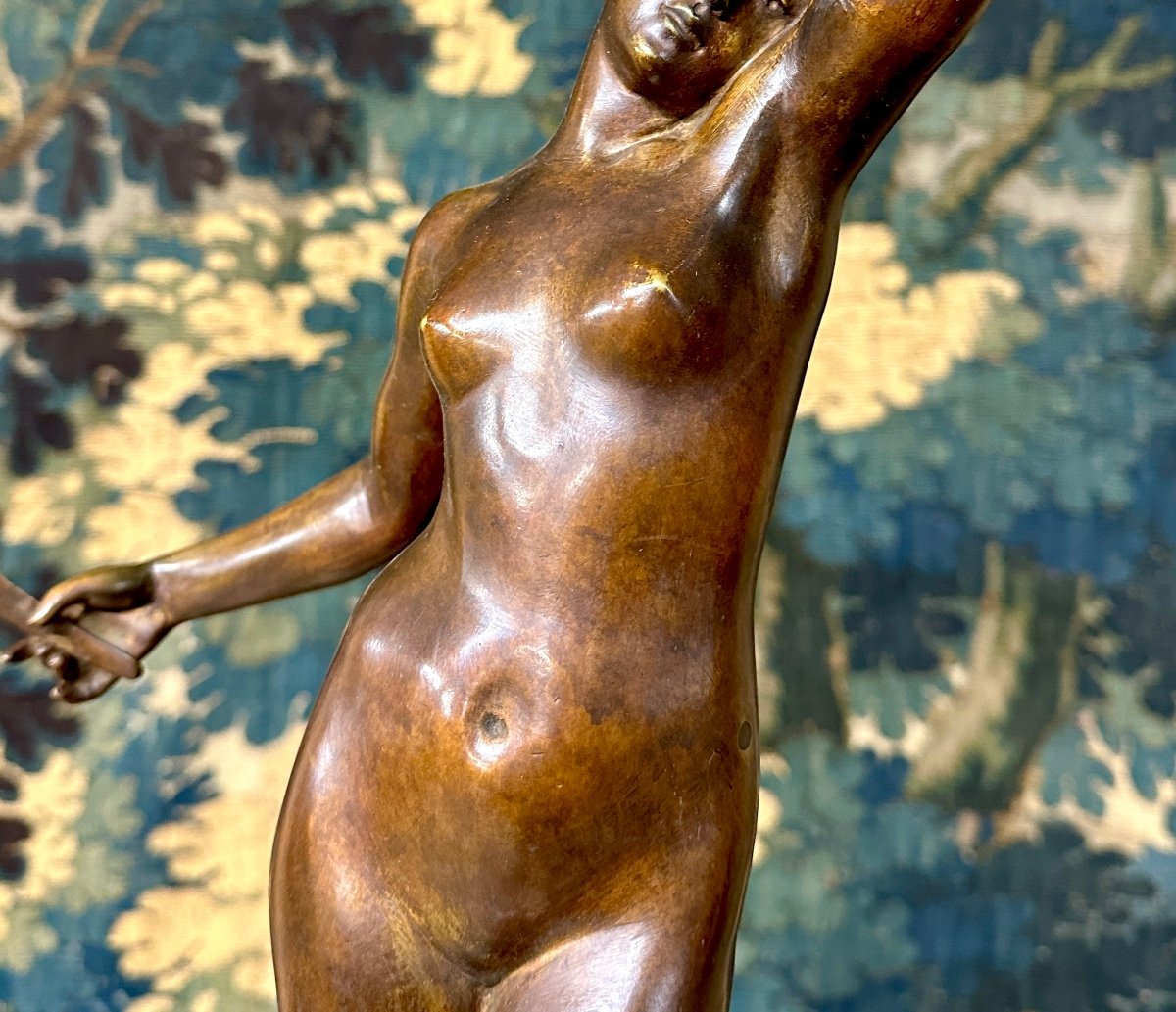 Jacques Dorval - « la Nuit », élégant Bronze De Femme à Patine Brune. époque Art Nouveau-photo-6