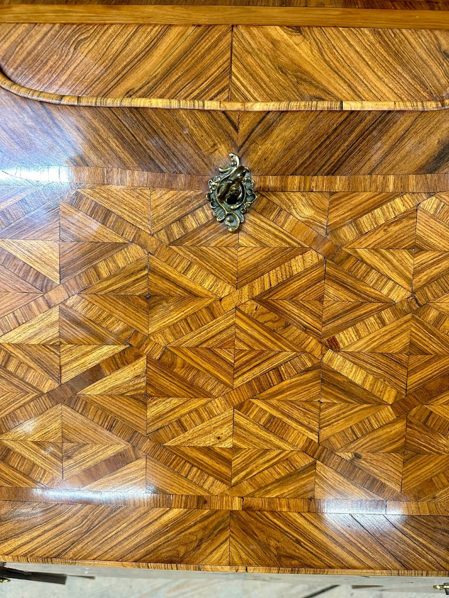 Bureau De Pente En Marqueterie, époque Louis XV. XVIIIème Siècle-photo-4