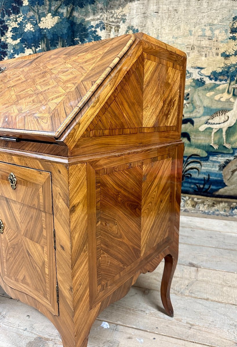 Bureau De Pente En Marqueterie, époque Louis XV. XVIIIème Siècle-photo-5