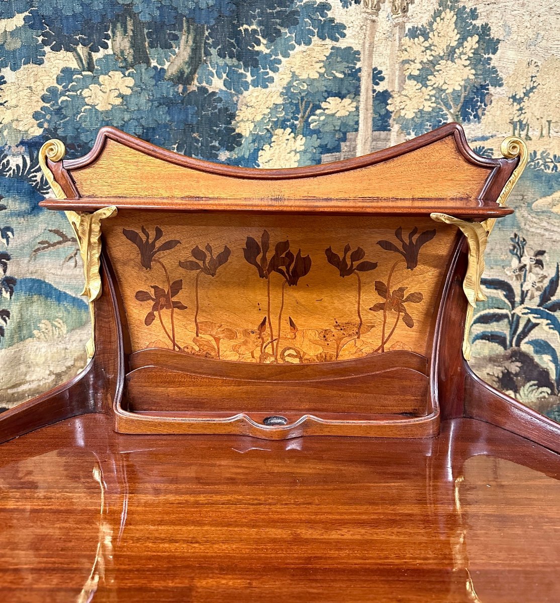 Louis Majorelle - Rare Bureau De Dame En Marqueterie Et Bronze Dorés, Vers 1900, Art Nouveau-photo-4