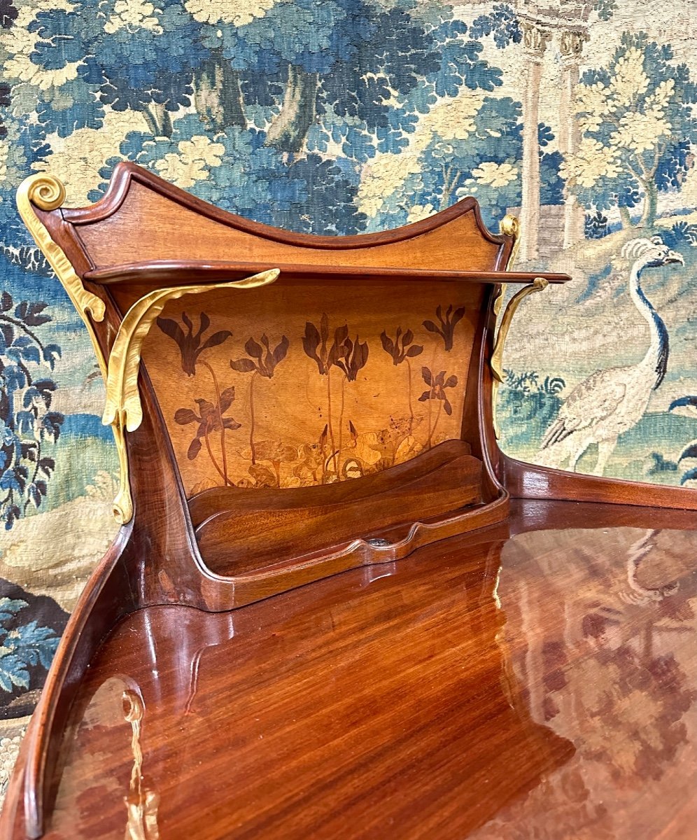 Louis Majorelle - Rare Bureau De Dame En Marqueterie Et Bronze Dorés, Vers 1900, Art Nouveau-photo-3