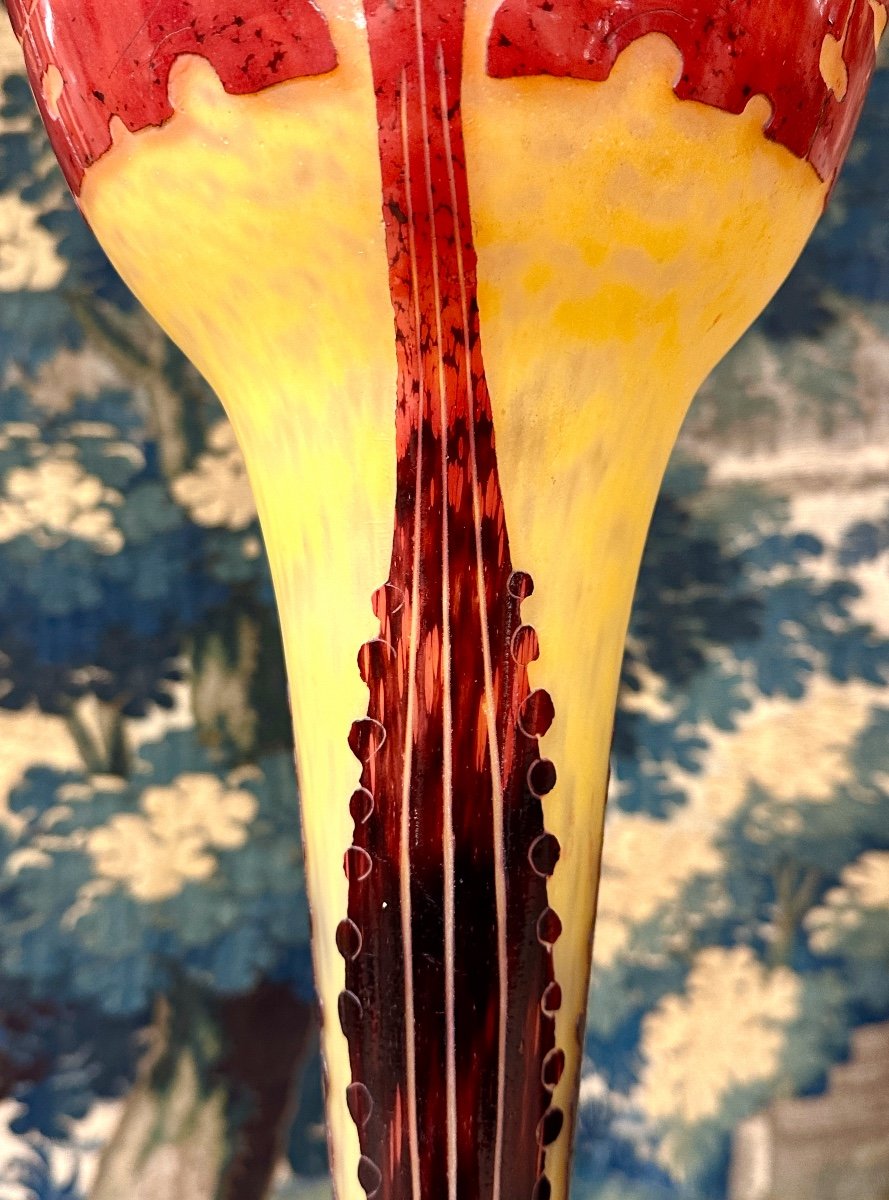 Charles Schneider Pour Le Verre Français, Vase Modele Amarantes, Pâte De Verre Art Deco-photo-4