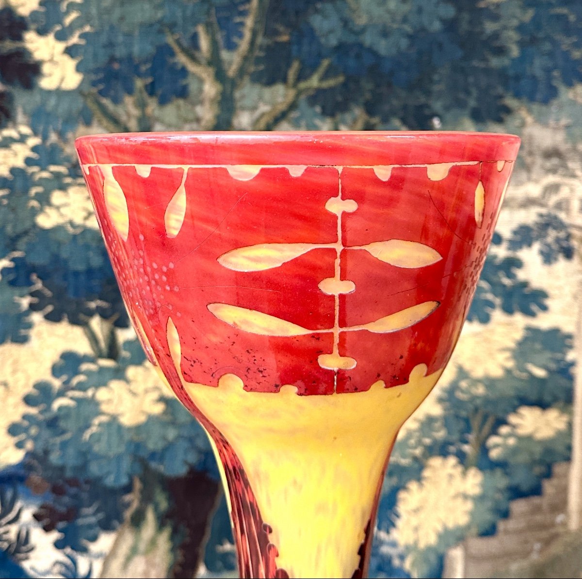 Charles Schneider Pour Le Verre Français, Vase Modele Amarantes, Pâte De Verre Art Deco-photo-5