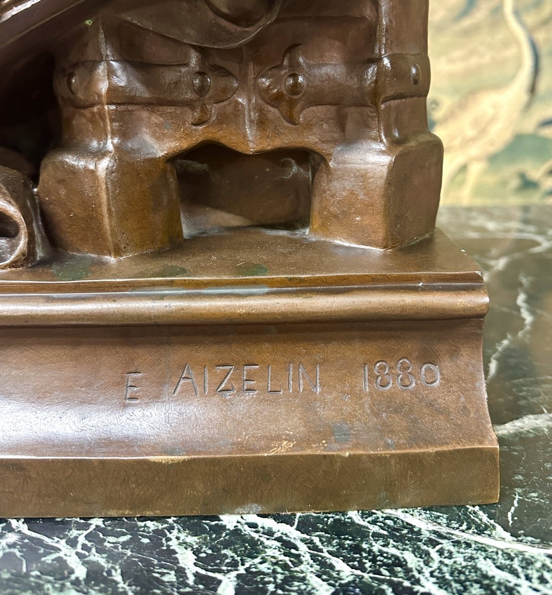 Eugène Antoine Aizelin, Mignon, Bronze A Patine Brune Fonte Barbedienne. Fin XIXème siècle-photo-7