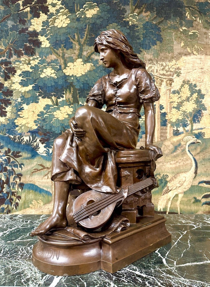 Eugène Antoine Aizelin, Mignon, Bronze A Patine Brune Fonte Barbedienne. Fin XIXème siècle