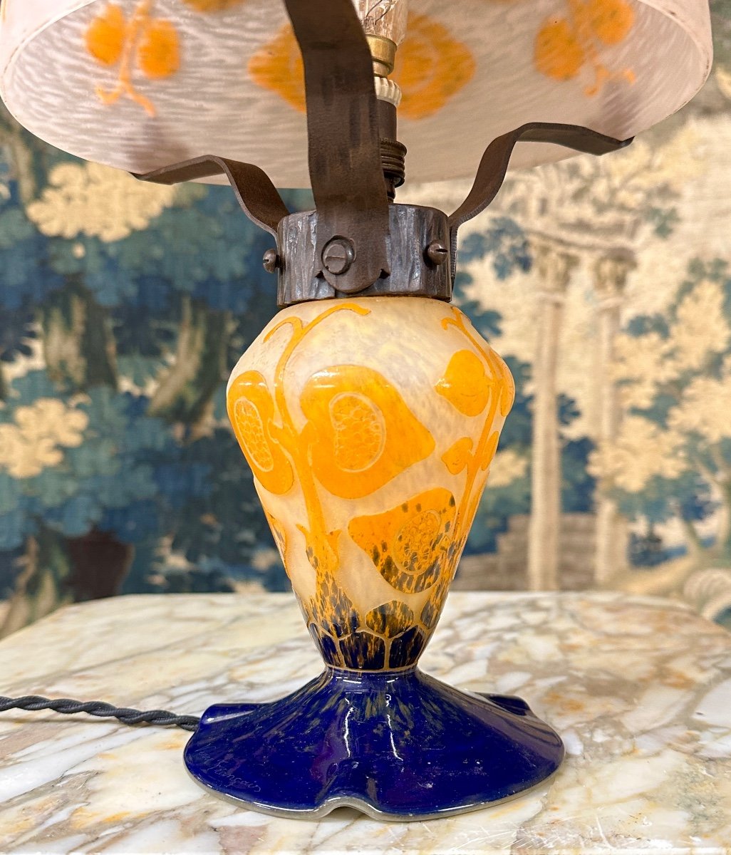 Charles Schneider For French Glass - Fig Decorated Lamp. Art Deco Glass Paste-photo-7