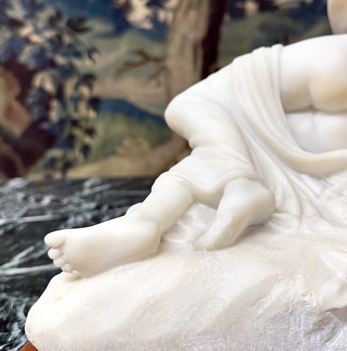 d'Après Antonio Canova, Psyché Ranimée Par Le Baiser De l'Amour, Sculpture Marbre Blanc XIXème-photo-6