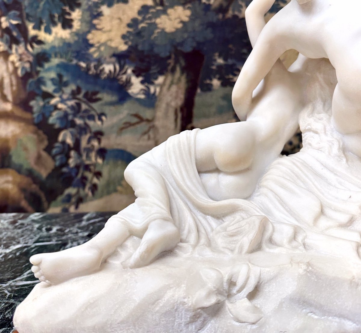 d'Après Antonio Canova, Psyché Ranimée Par Le Baiser De l'Amour, Sculpture Marbre Blanc XIXème-photo-7