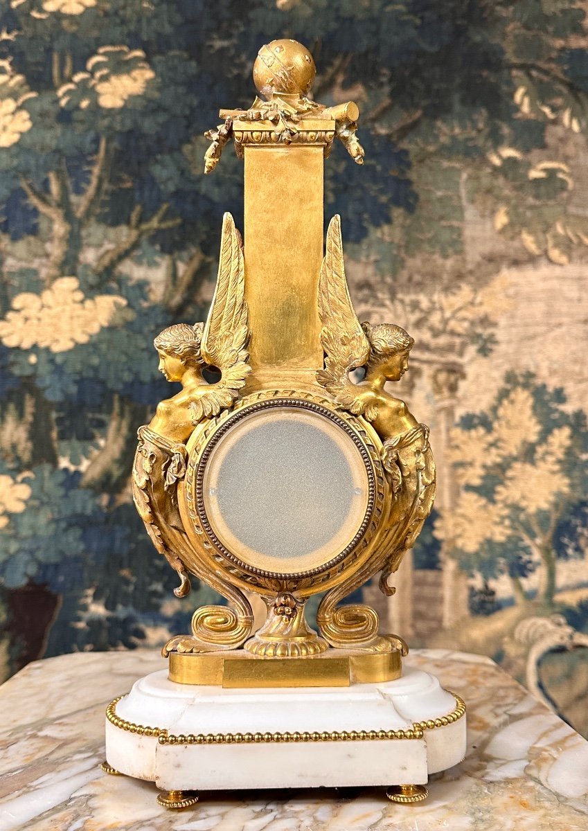 Napoleon III Period Gilt Bronze Table Thermometer Barometer-photo-3