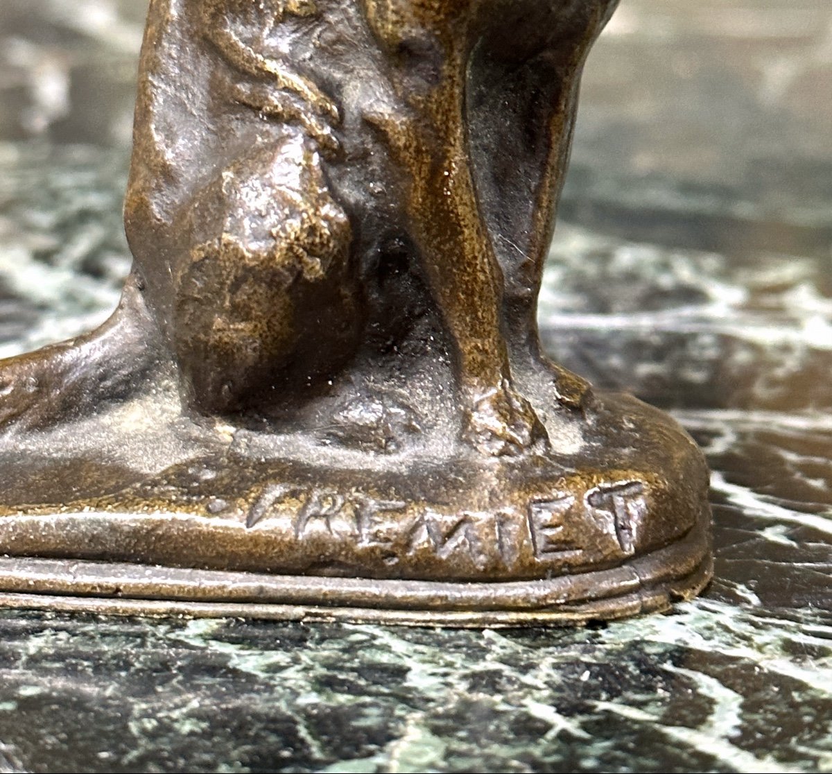 Emmanuel Fremiet - Chat Assis, Petit Bronze animalier à Patine Brune. XIXème Siècle, Signé-photo-4