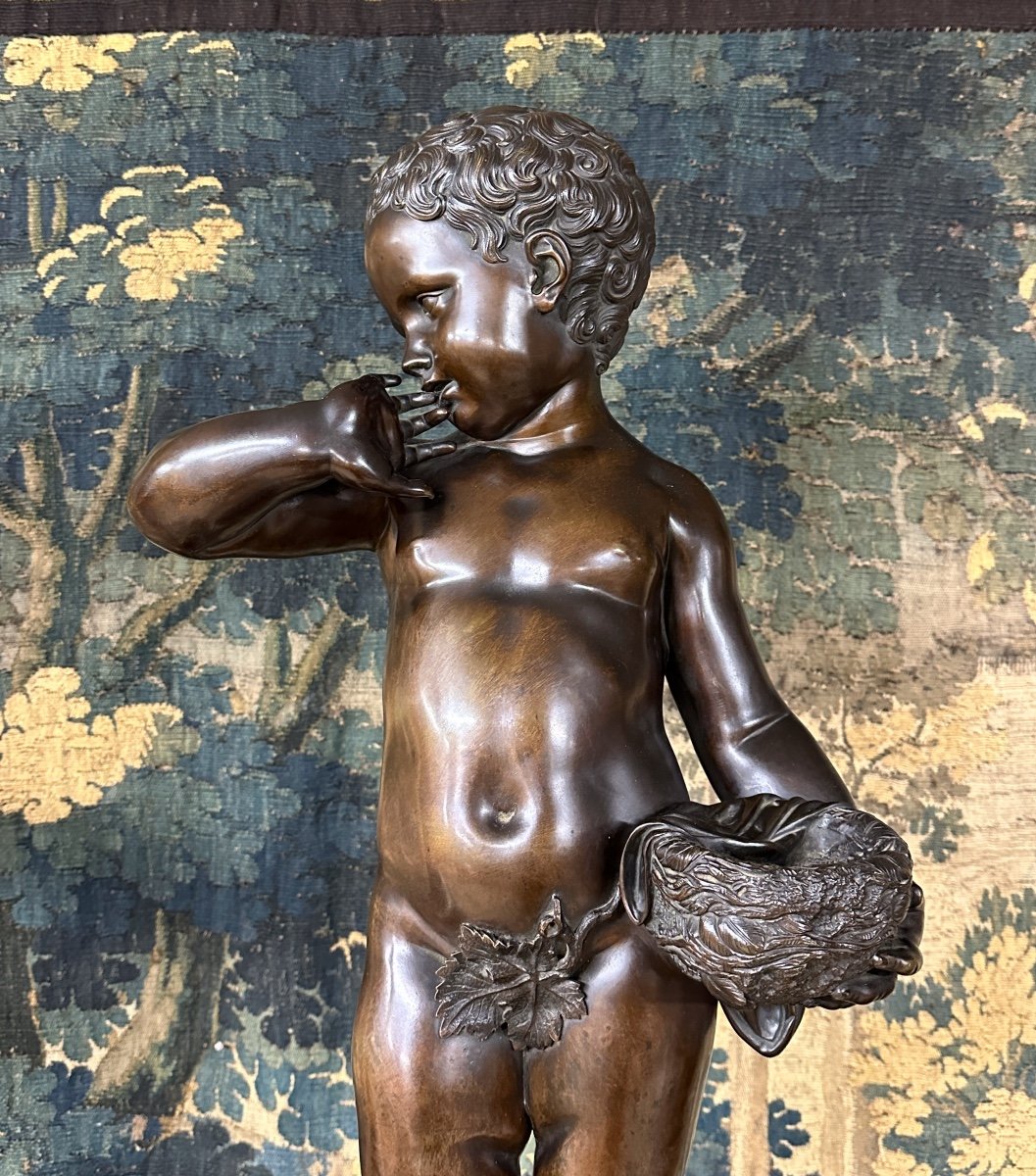 After Jean Baptiste Pigalle - Pair Of Bronze Baby Sculptures, 19th Century Period -photo-4