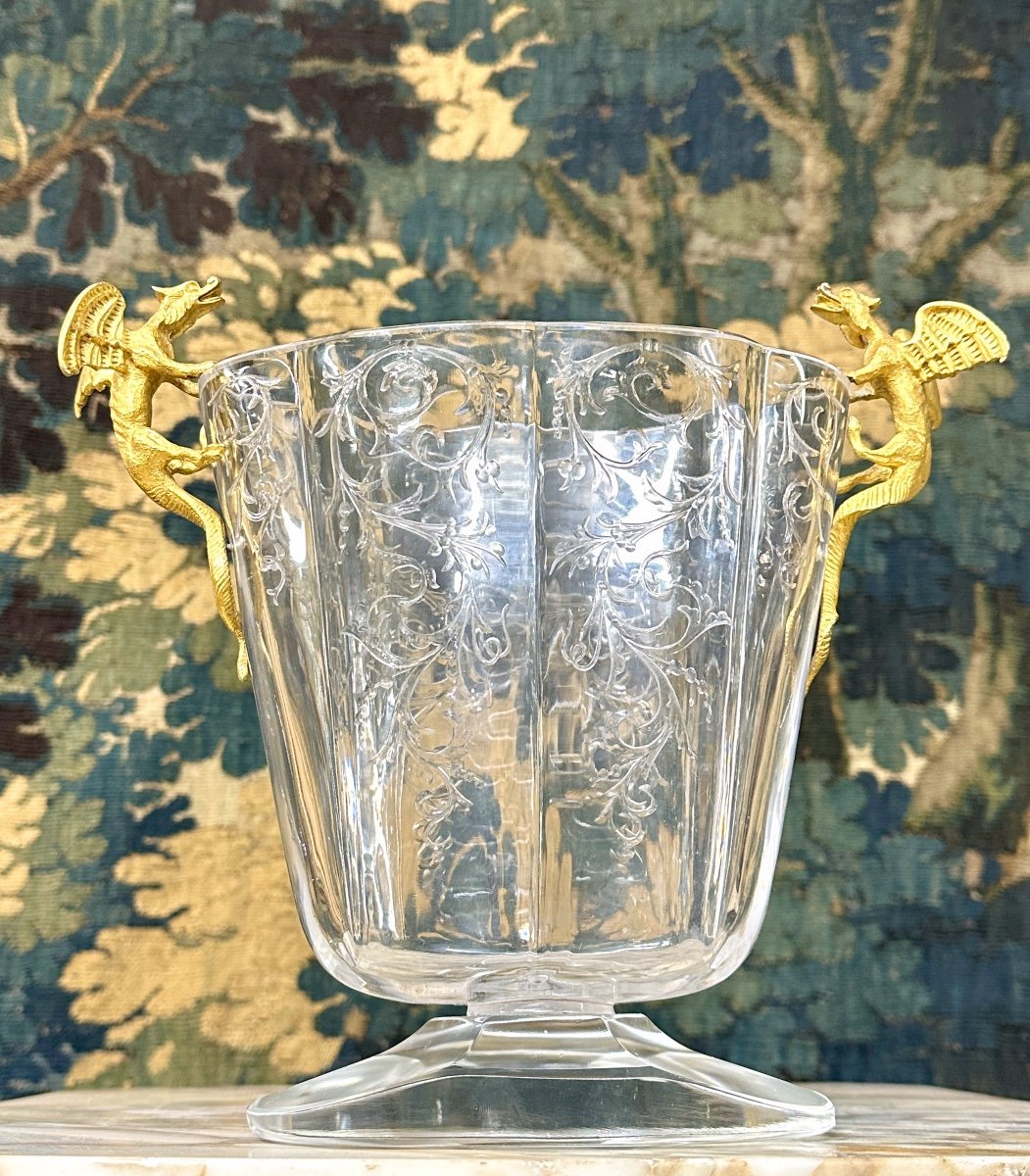 Crystal Vase Decorated With Bronze Dragons Attributed To Maison Baccarat L’escalier De Cristal-photo-4