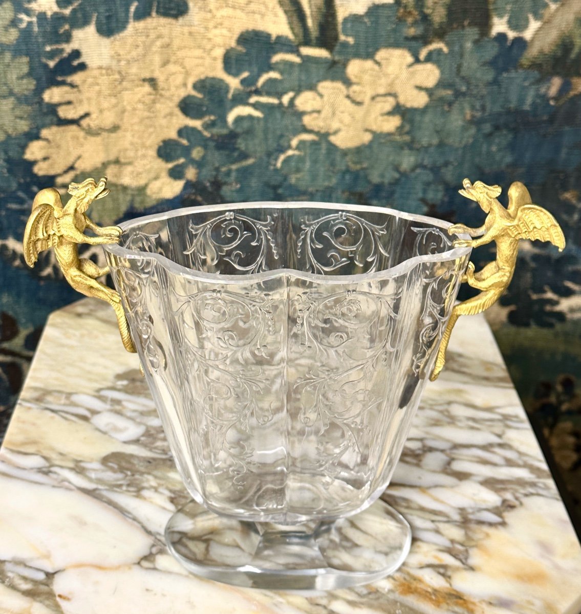 Crystal Vase Decorated With Bronze Dragons Attributed To Maison Baccarat L’escalier De Cristal-photo-3