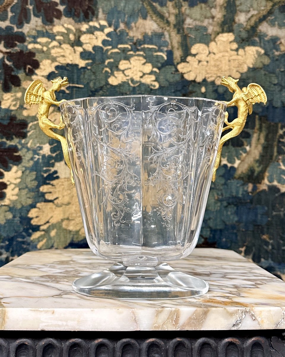 Crystal Vase Decorated With Bronze Dragons Attributed To Maison Baccarat L’escalier De Cristal-photo-6