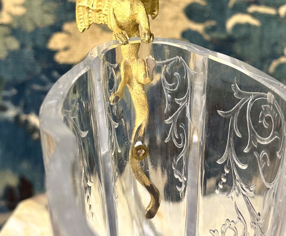 Crystal Vase Decorated With Bronze Dragons Attributed To Maison Baccarat L’escalier De Cristal-photo-7