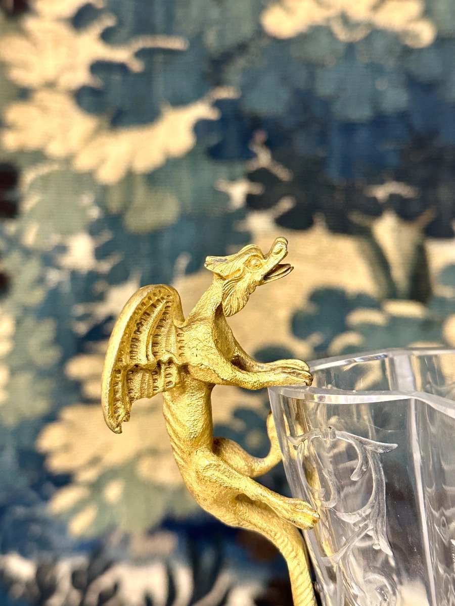 Crystal Vase Decorated With Bronze Dragons Attributed To Maison Baccarat L’escalier De Cristal-photo-8