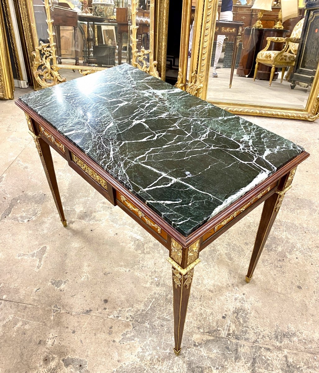 Table De Milieu d'époque Napoléon III Ornée De Bronzes Dorés, Style Louis XVI-photo-2