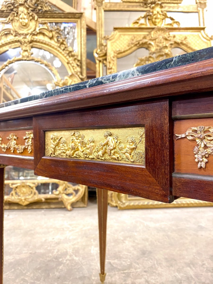 Table De Milieu d'époque Napoléon III Ornée De Bronzes Dorés, Style Louis XVI-photo-5