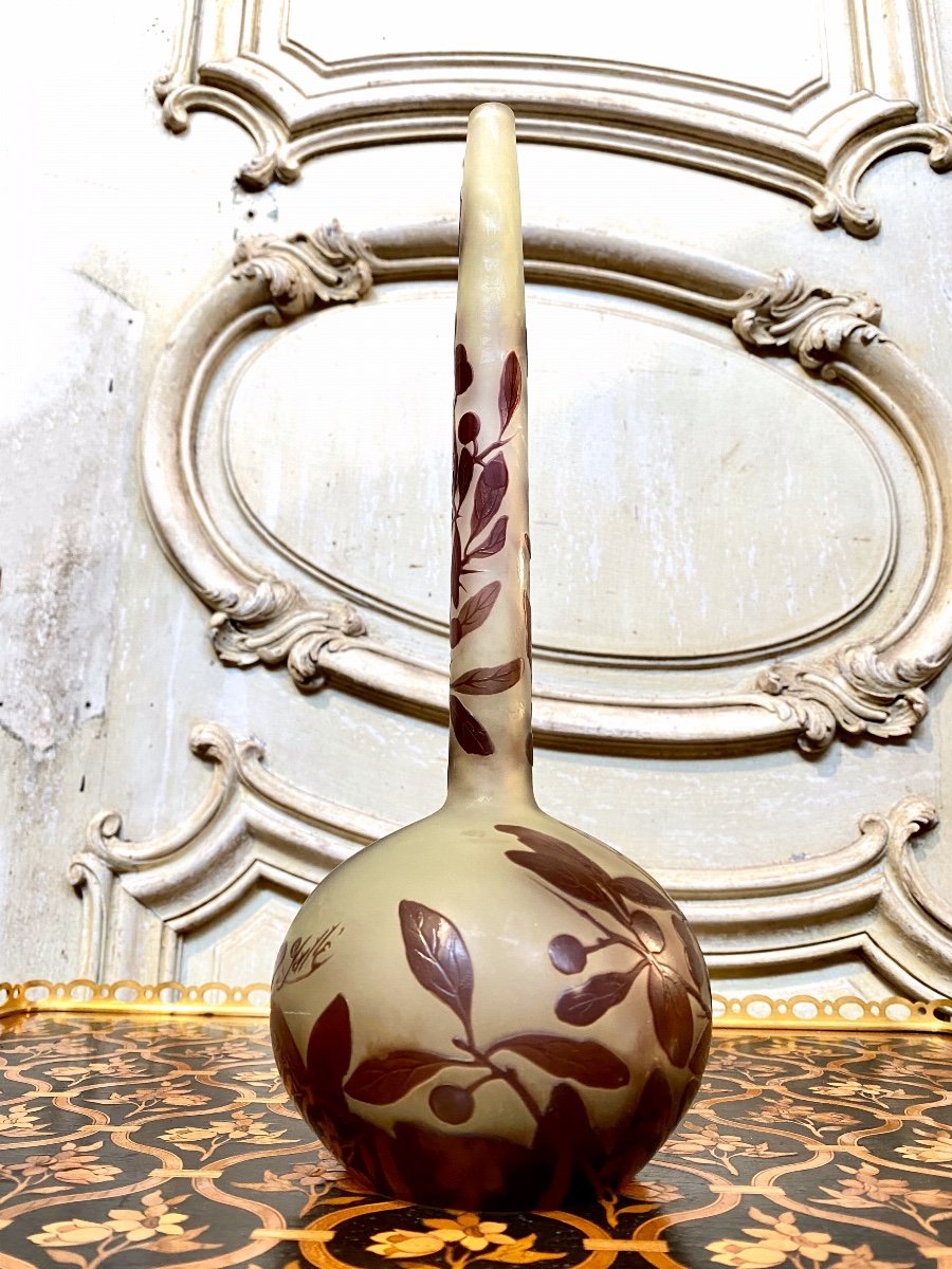 Emile Gallé - Soliflore Vase With Berry Decor, 28 Cm, Art Nouveau Period-photo-2