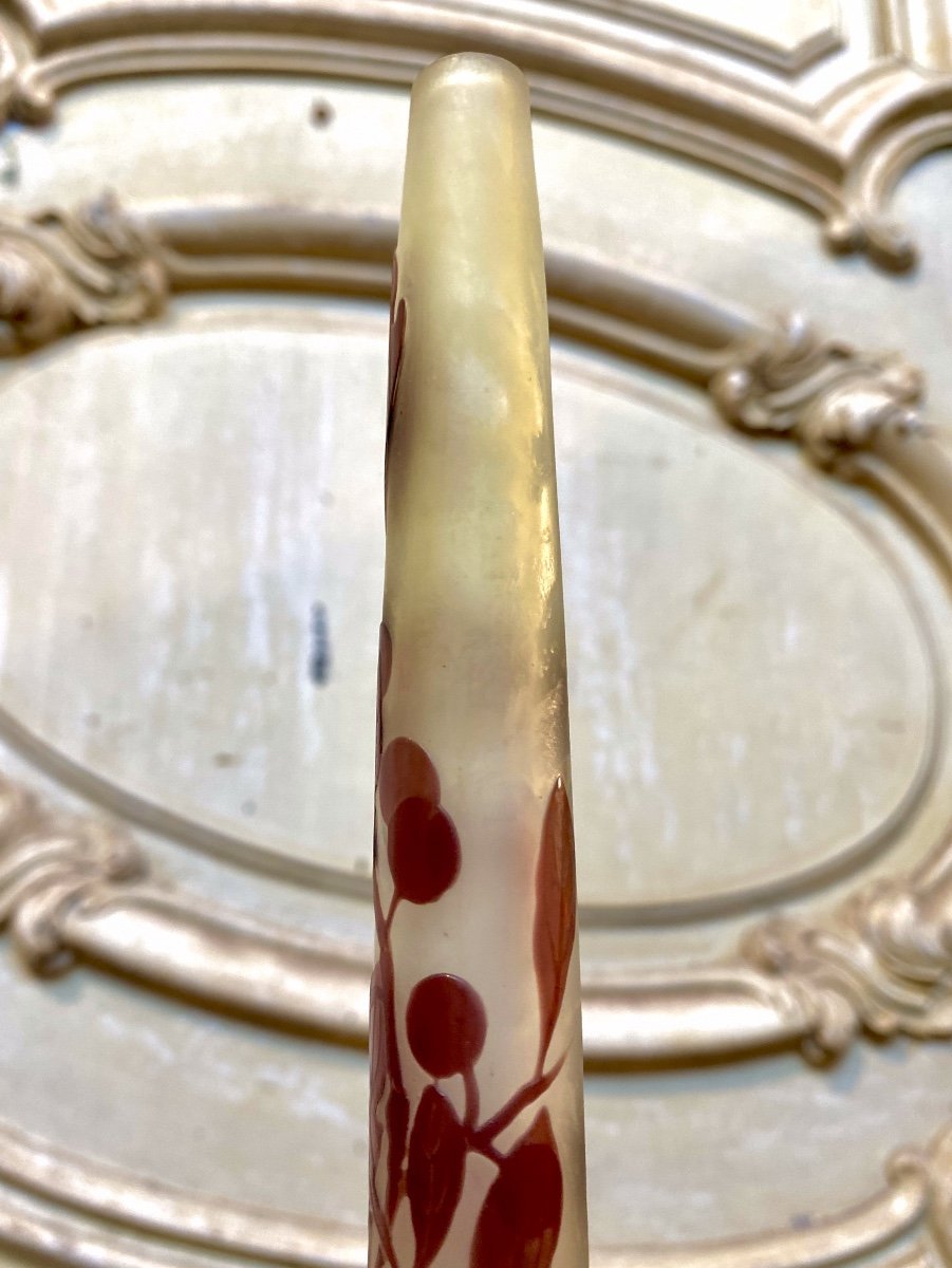 Emile Gallé - Soliflore Vase With Berry Decor, 28 Cm, Art Nouveau Period-photo-3