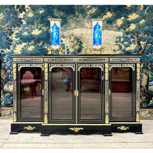 Grande Enfilade Ou Bibliothèque Basse En Marqueterie Boulle, Bois Noirci, époque Napoléon III