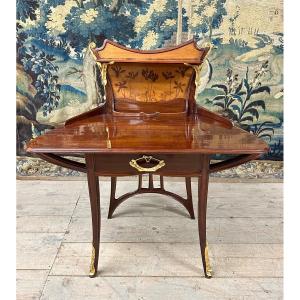 Louis Majorelle - Rare Lady's Desk In Marquetry And Gilt Bronze, Circa 1900, Art Nouveau