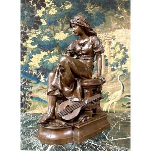 Eugène Antoine Aizelin, Mignon, Bronze With Brown Patina Barbedienne Cast. Late 19th Century