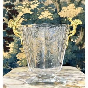 Crystal Vase Decorated With Bronze Dragons Attributed To Maison Baccarat L’escalier De Cristal