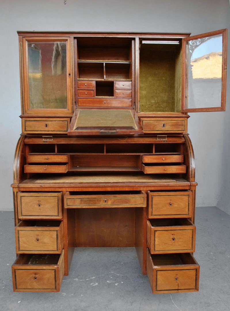 Bureau à Cylindre d'Epoque  Louis XVI Directoire  époque Fin XVIII ème En Acajou-photo-2