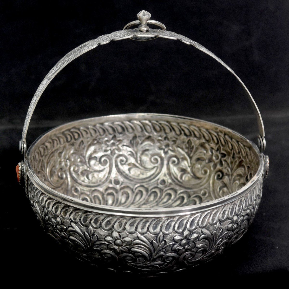 Coupe Orientale En Argent Et Corail Argent Massif -photo-2