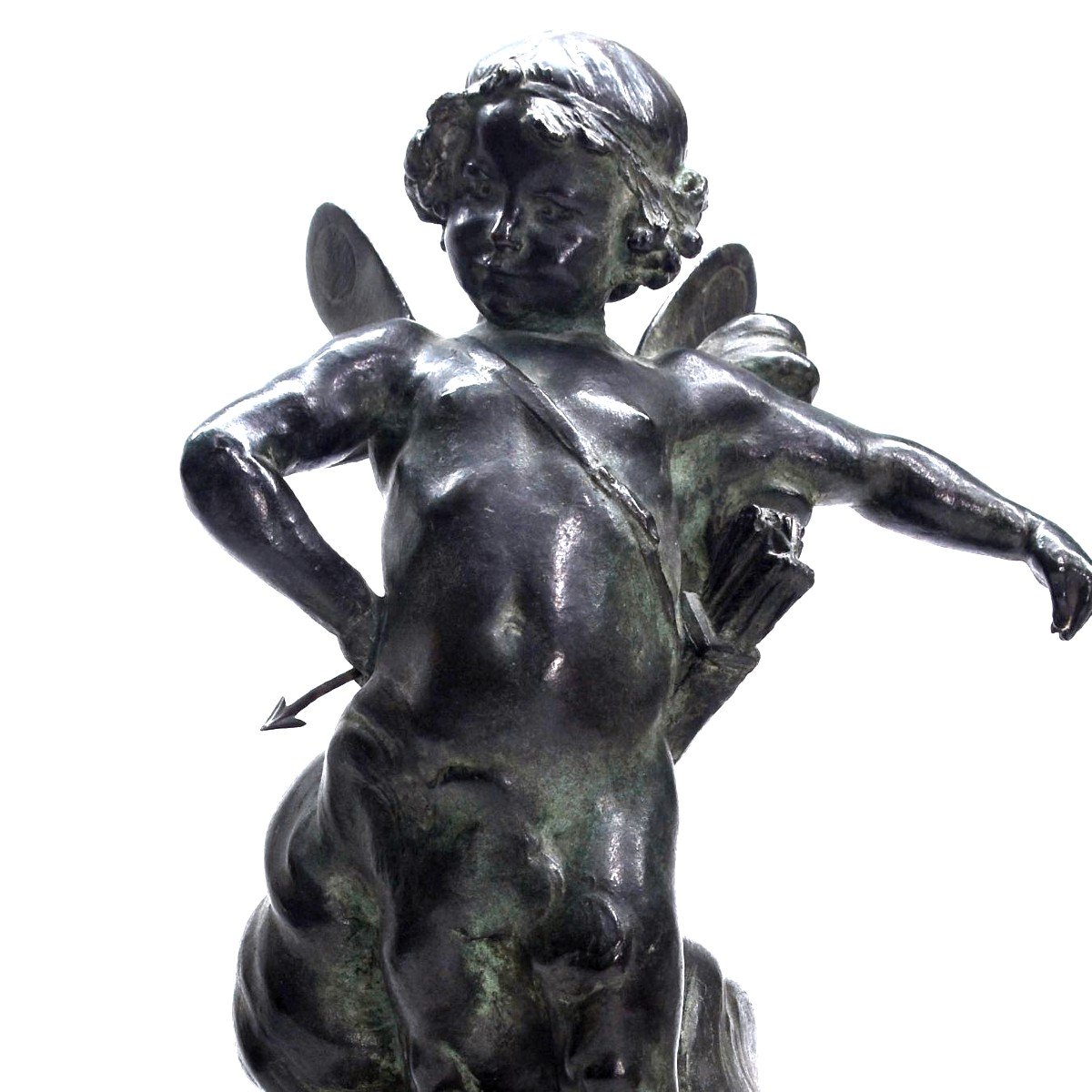 Cupidon Bronze Patine Verte  époque Fin XIXème-photo-2