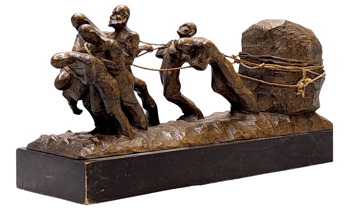 Wooden Sculpture The Outcasts In Wood Twentieth Time-photo-3