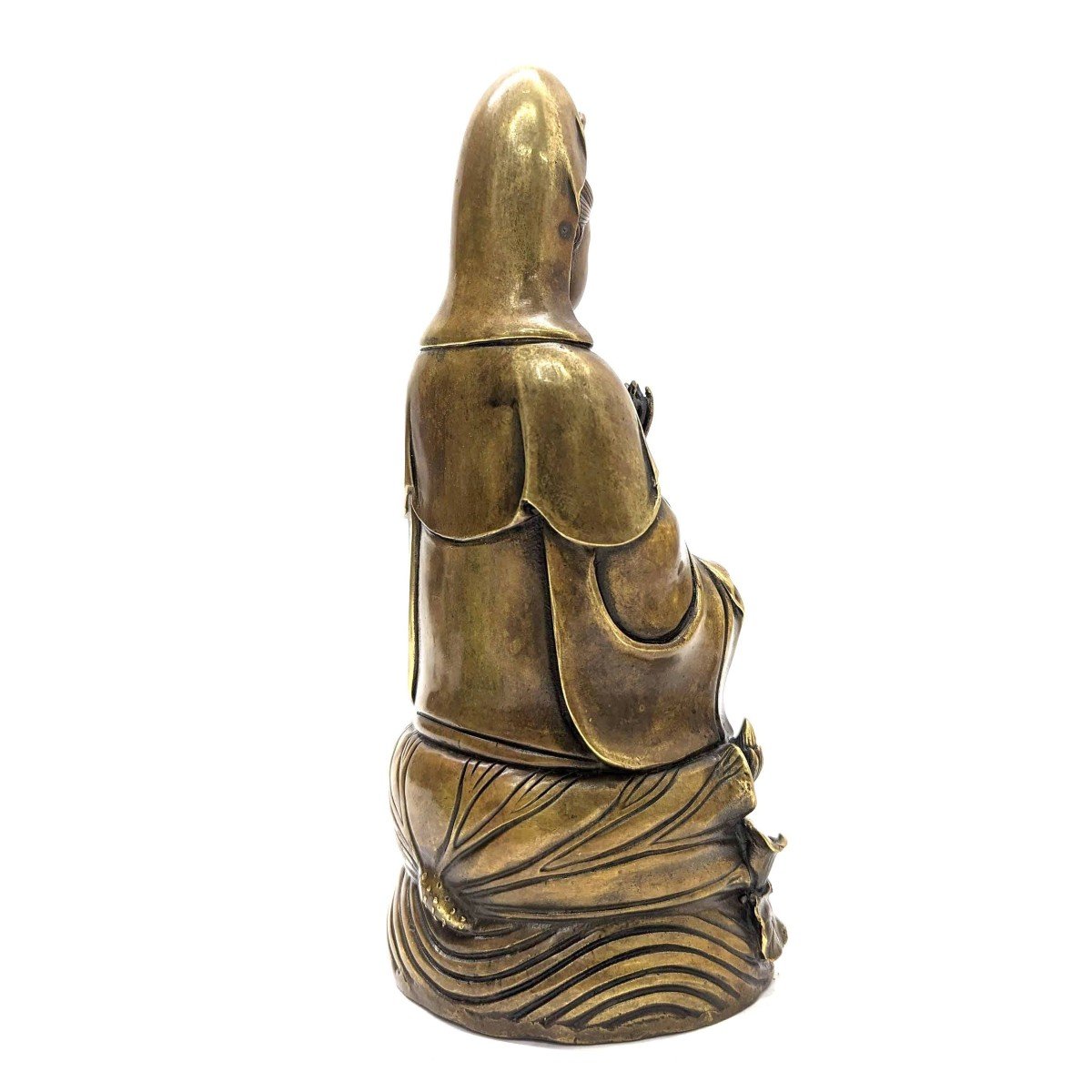 Statuette En Bronze Doré Divinité Asiatique XIXème-photo-4