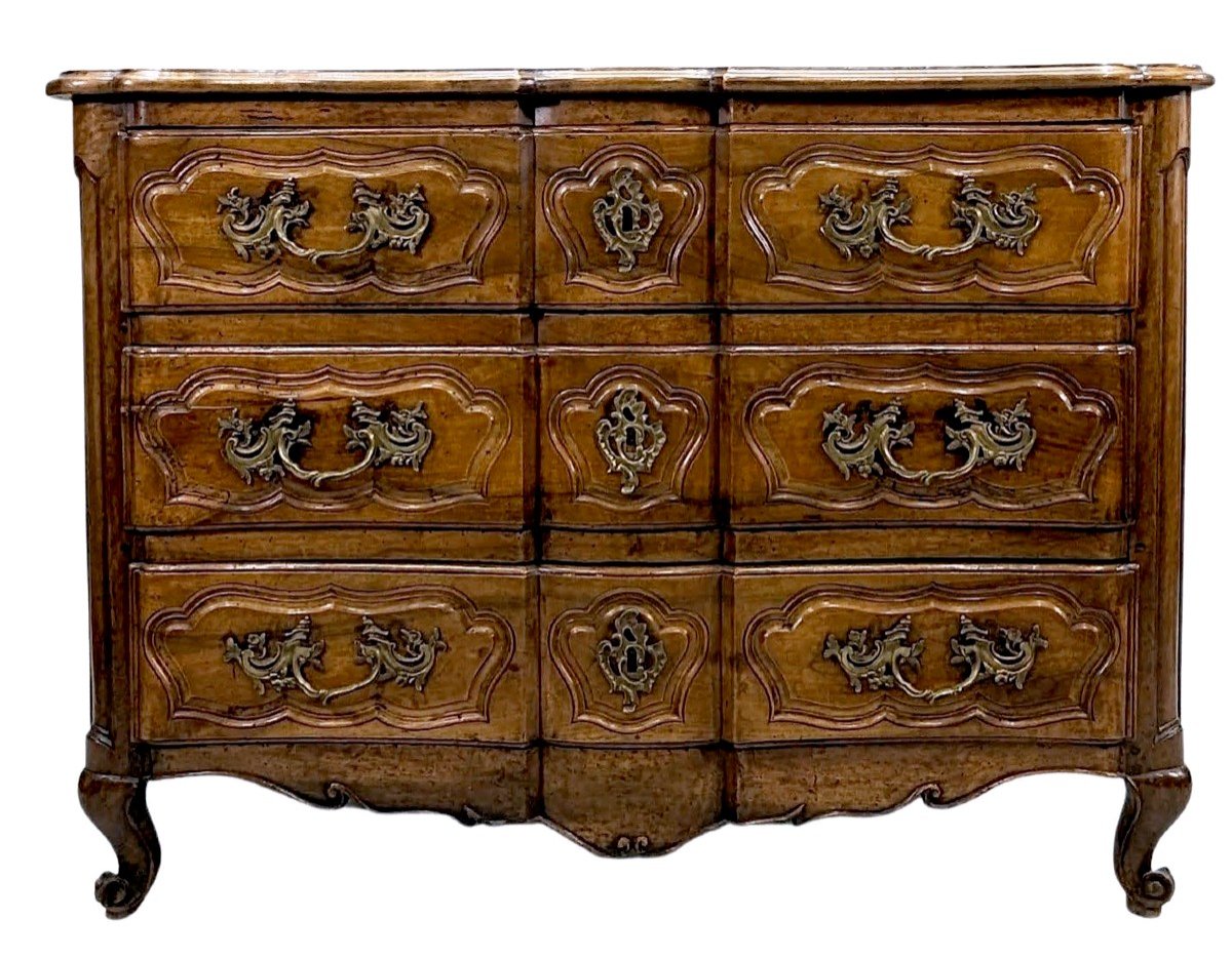 Commode Arbalète Galbée En Noyer époque XVIIIème -photo-2