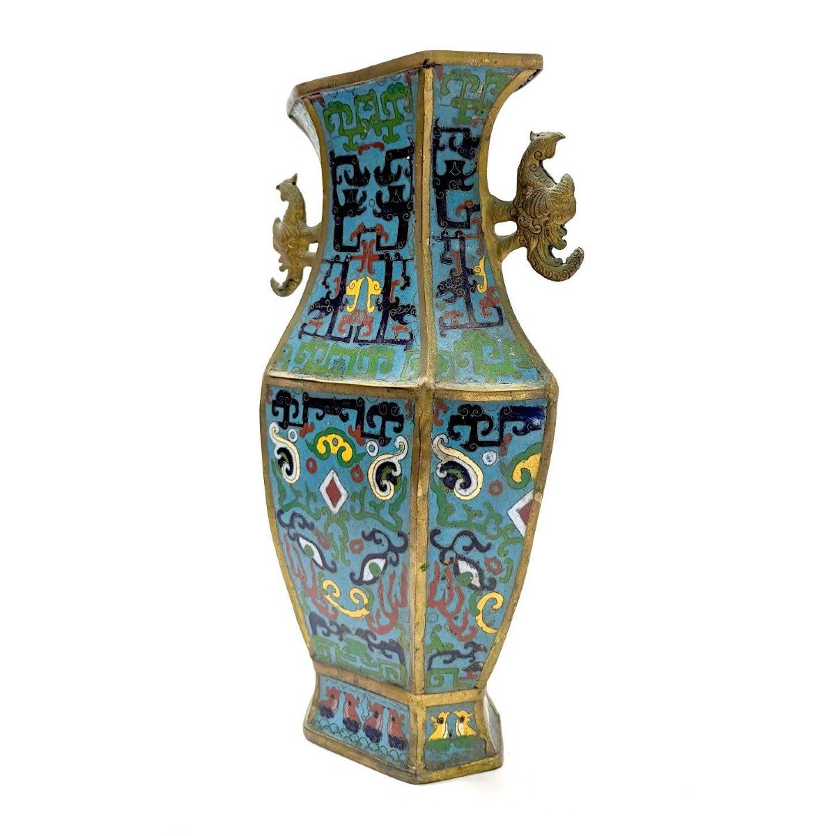Paire De Vases En Cloisonné époque Fin XIXème-photo-2