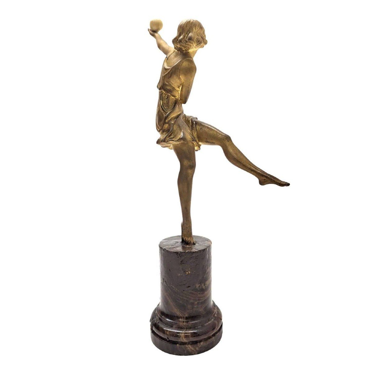 Danseuse Aux Boules Bronze Chryséléphantine Par Marcel Bouraine 1930 Art Déco -photo-4