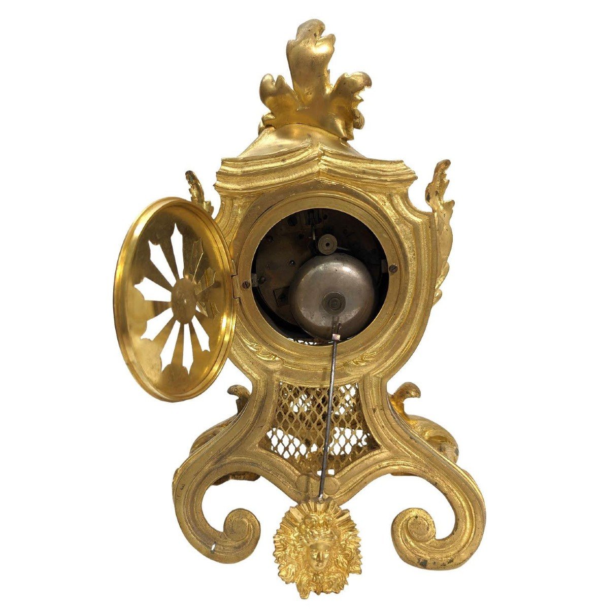 Pendulum Rockery Trim In Gilt Bronze Louis XV Style, Late Nineteenth Time-photo-3