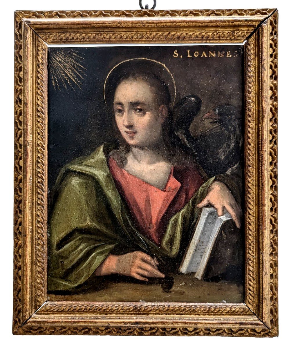 Painting On Copper XVII Portraits Of Saint Marc And Sainte Loannes-photo-2