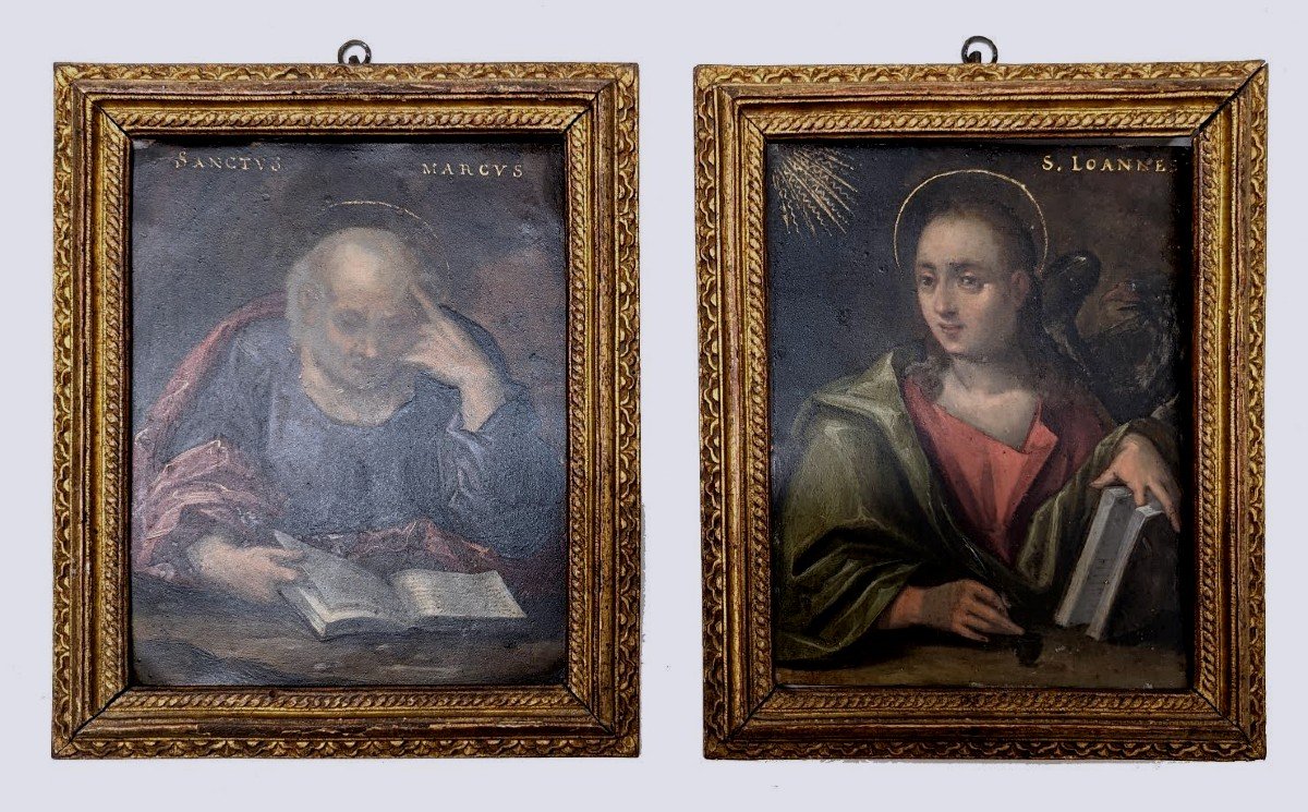 Painting On Copper XVII Portraits Of Saint Marc And Sainte Loannes