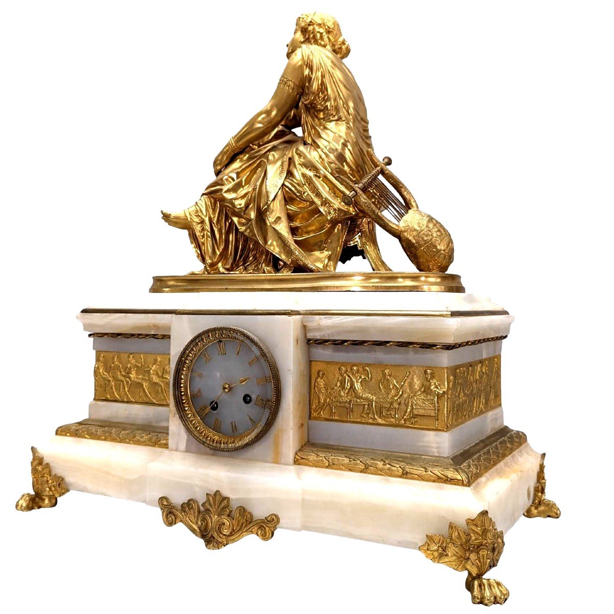 Sappho Gilt Bronze And Onyx Trim By Alexandre Schoenewerk-photo-2