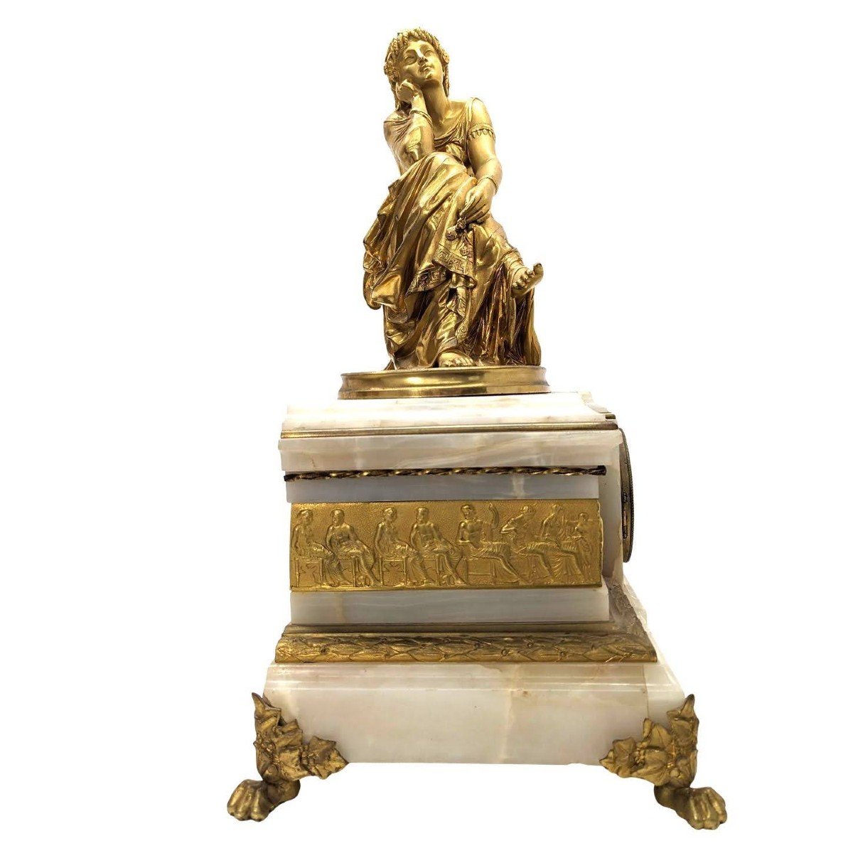 Sappho Gilt Bronze And Onyx Trim By Alexandre Schoenewerk-photo-2