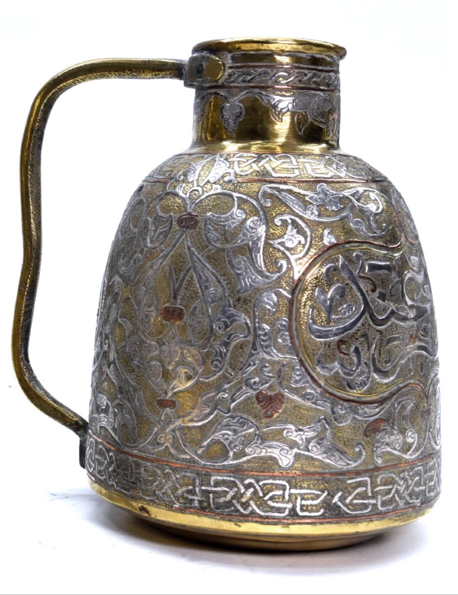 Pair Of Jugs In Copper And Silver Dinanderie Oriental Work, 1880/1900-photo-4